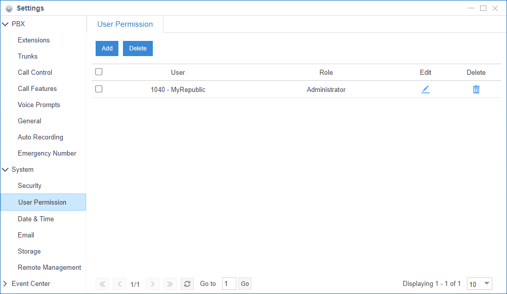 Cloud Pbx Singapore - User Permission